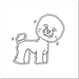 line art illustration of a cute poodle Posters and Art